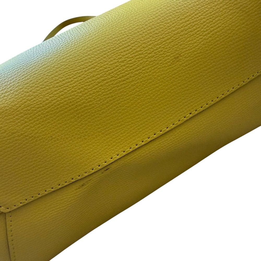 Kate Spade Molly Small Tote Lemon Yellow Grained Leather Shoulder Bag with Pouch - Picture 10 of 15
